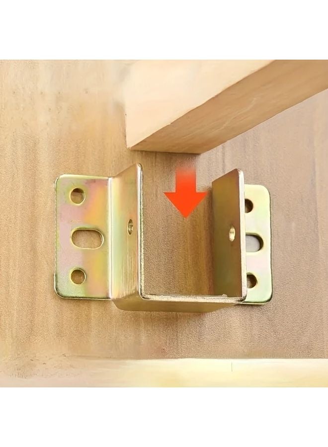 4pcs Heavy Duty Metal Bed Frame Brackets Golden Corner Support Hooks Furniture Stability - Image 2