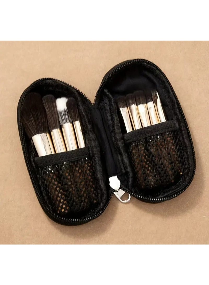 BOLREUS 9 pcs of Mini Makeup Brush Set For Travel, Portable Small Brushes, Powder Contouring and Detailing Brushes, Hypoallergenic Polyester Bristles, ABS Plastic Handles, Palm Brush Design, Makeup Brush and Tools with Bag. - Image 5