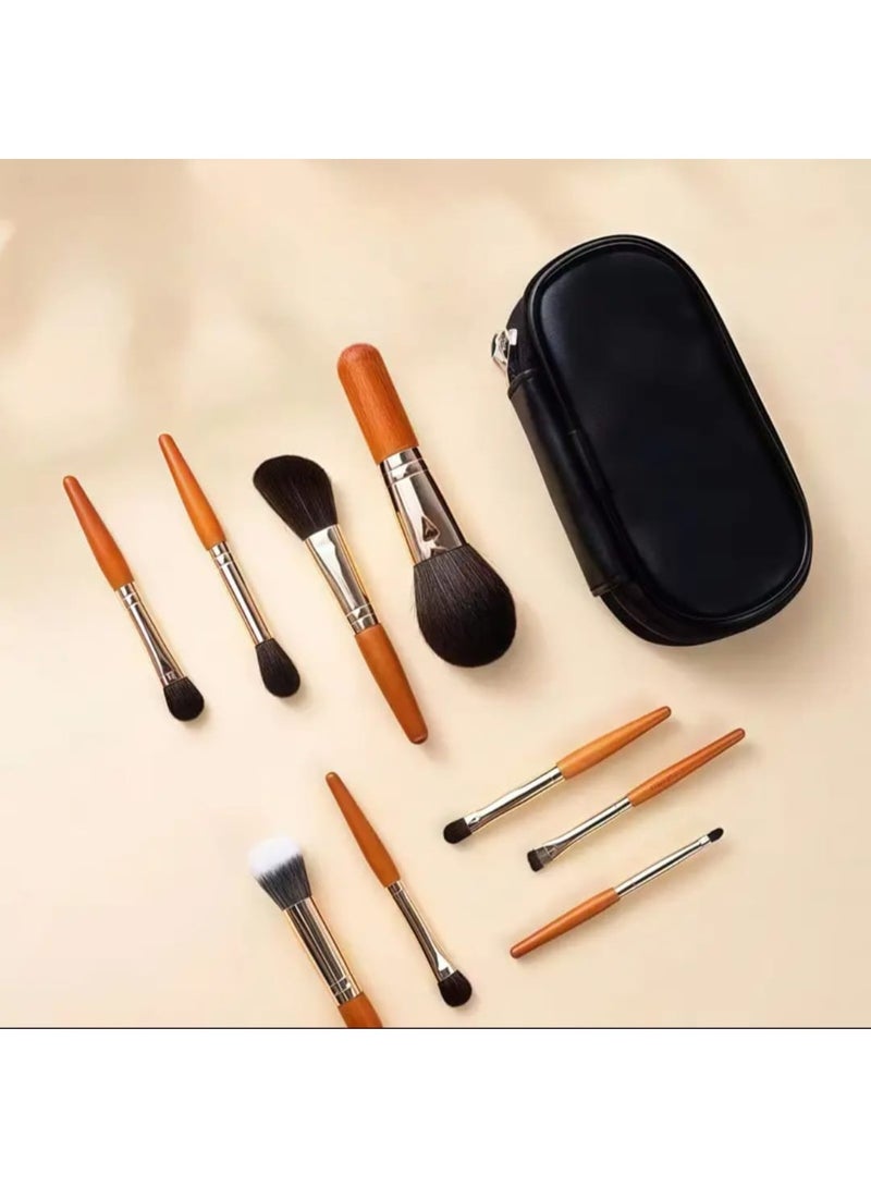 BOLREUS 9 pcs of Mini Makeup Brush Set For Travel, Portable Small Brushes, Powder Contouring and Detailing Brushes, Hypoallergenic Polyester Bristles, ABS Plastic Handles, Palm Brush Design, Makeup Brush and Tools with Bag. - Image 1