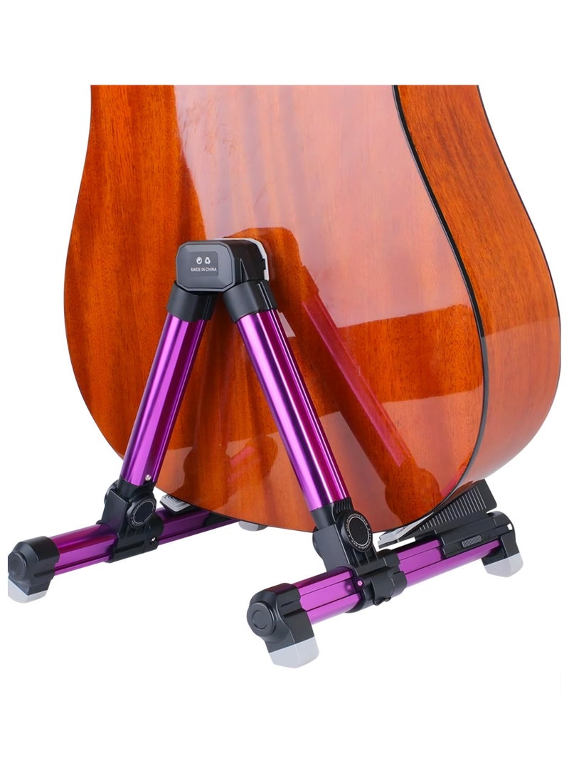Aroma - AGS-08 Universal Foldable Adjustable Aluminum Floor Guitar Stand Holder A-Frame for All Guitar Types Ukulele Mandolin Oud - Image 1