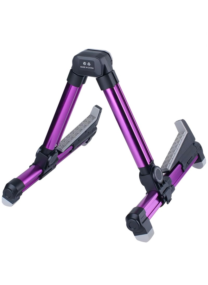 Aroma - AGS-08 Universal Foldable Adjustable Aluminum Floor Guitar Stand Holder A-Frame for All Guitar Types Ukulele Mandolin Oud - Image 1
