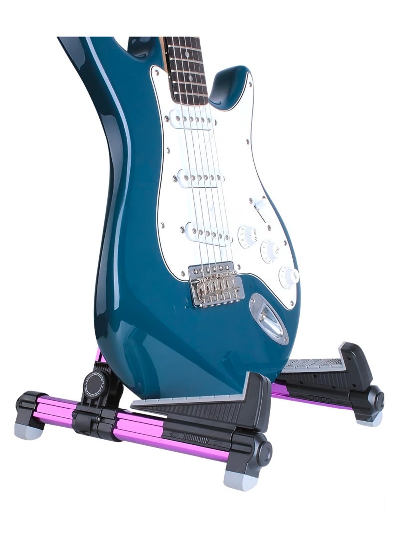 Aroma - AGS-08 Universal Foldable Adjustable Aluminum Floor Guitar Stand Holder A-Frame for All Guitar Types Ukulele Mandolin Oud - Image 1