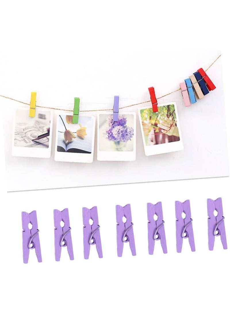 Rich Life 100PCS Miniature Wooden Clothespins 2.5CM | Colorful Craft Clips Heavy Duty Wooden Pegs for Photo Display DIY Crafts Decorations Cards Hanging Clips - Image 4