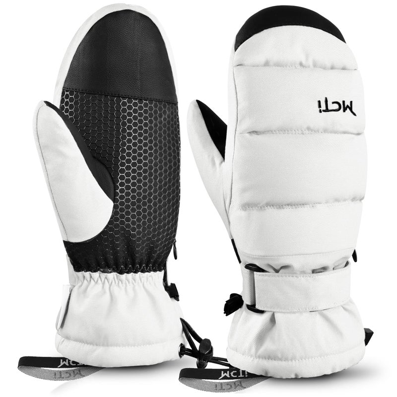 MCTi Ski Mittens Women's Snow Mitten Touch Screen Waterproof Insulated Quilted Mitts with Hidden Zipper - Image 1