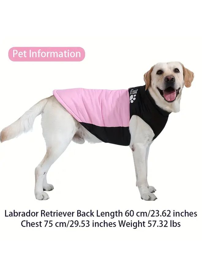 Large Dog Jacket Winter Warm Coat Red Black Full Zip Front Paw Print Collar - Image 5