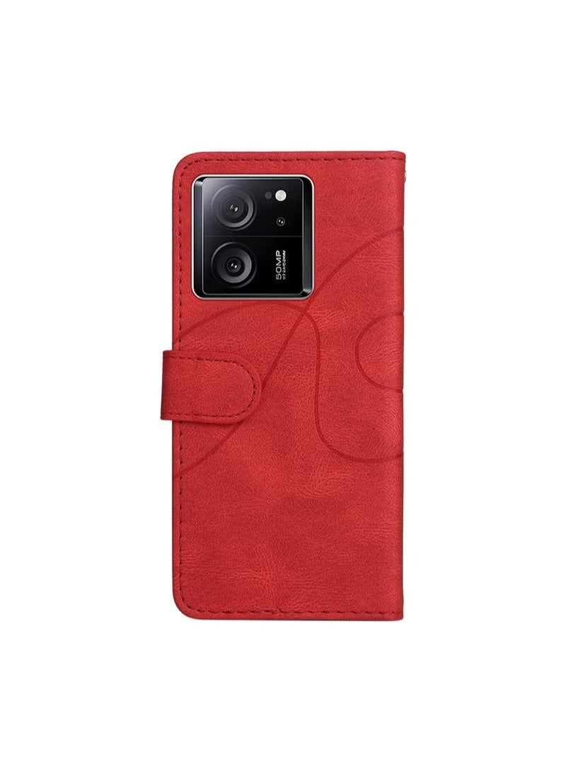 Xiaomi 13T/13T Pro/Redmi K60 Ultra Case Cover Soft Quality Leather Flip Folio Wallet with Card Slots Holder Stand Back Cover Drop-Proof Shock-Proof Protective Cell Phone Back Accessories Protection
