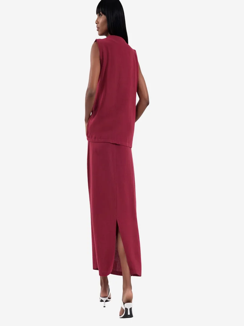 Jennyfer Burgundy Red Cotton Viscose Linen Two-Piece Coord for Women | Best Price UAE