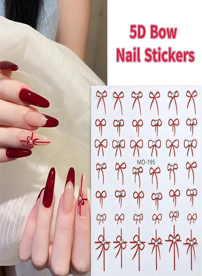 SPLOCUDU 5D Embossed Self-Adhesive Bow Stickers for Nail Art With Rhinestone Design - Black and Red Valentine's Day Decals for Women, SPLOCUDU-231 - Image 4