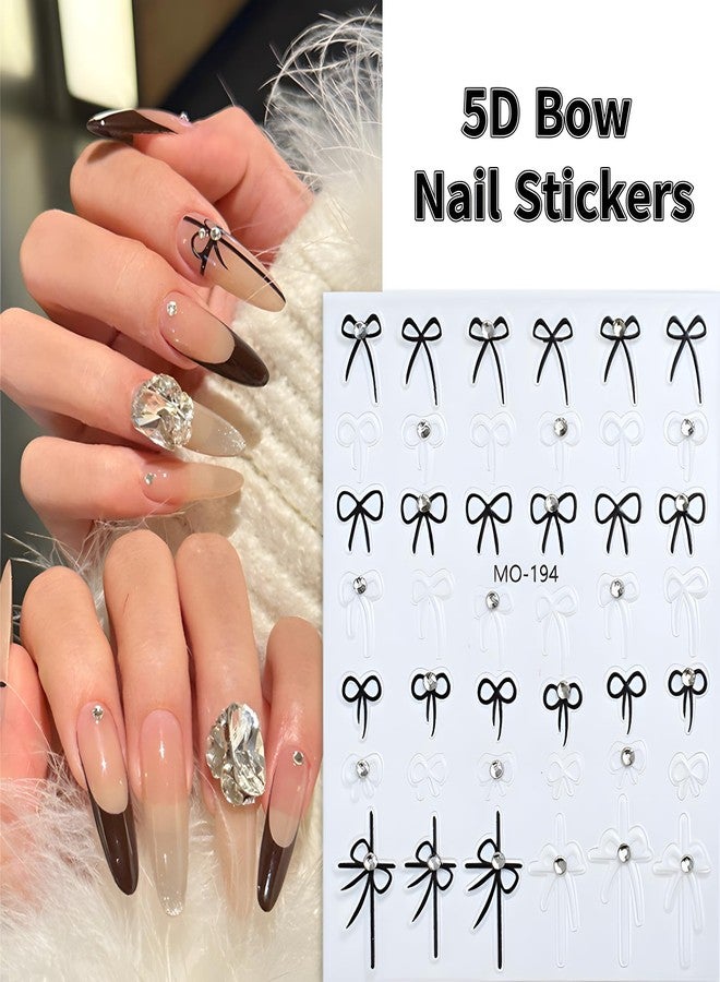 SPLOCUDU 5D Embossed Self-Adhesive Bow Stickers for Nail Art With Rhinestone Design - Black and Red Valentine's Day Decals for Women, SPLOCUDU-231 - Image 3