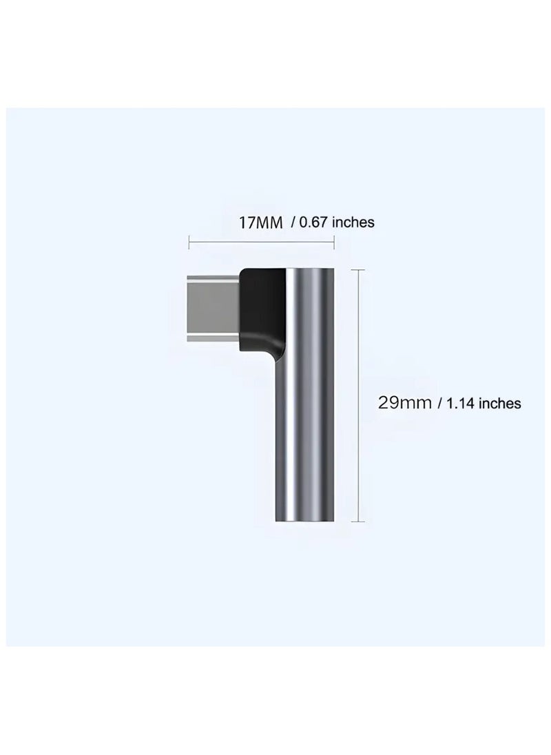 USB Type C to 3.5mm Headphone Jack Adapter, Elbow Design Converter with DAC Chip for Audio and Voice Calls, Compatible with Type C Devices - Auxiliary Connector, No Battery Required