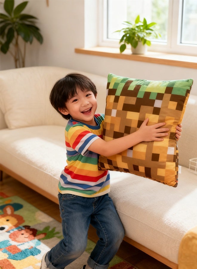 بلدي العالم العشب مكعب الوسادة بلش - الوسادة بلش ملء لعبة، 40 سم ناعمة الوسادة الحنينة للأطفال واللاعبين، تصميم كتلة رمزية من لعبة شعبية، وسادة ديكور للسرير، أريكة وكرسي الألعاب - هدية مثالية للمشجعين - Image 4