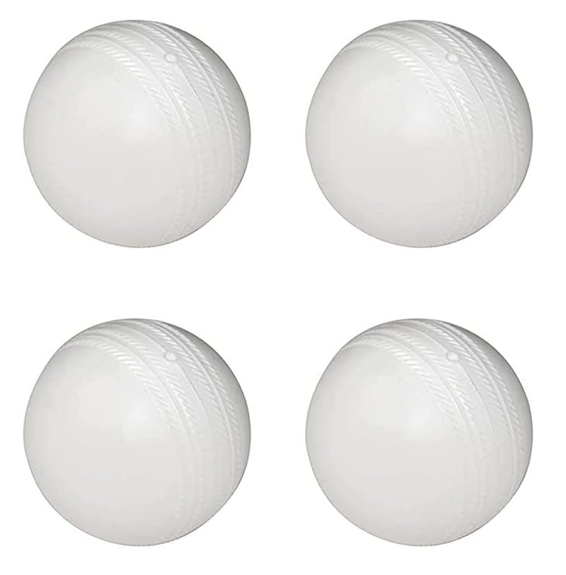 STEFFER 80 gm Heavy Plastic Cricket Training White Balls for Indoor and Outdoor Cricket Game (Pack of 4) - Image 1
