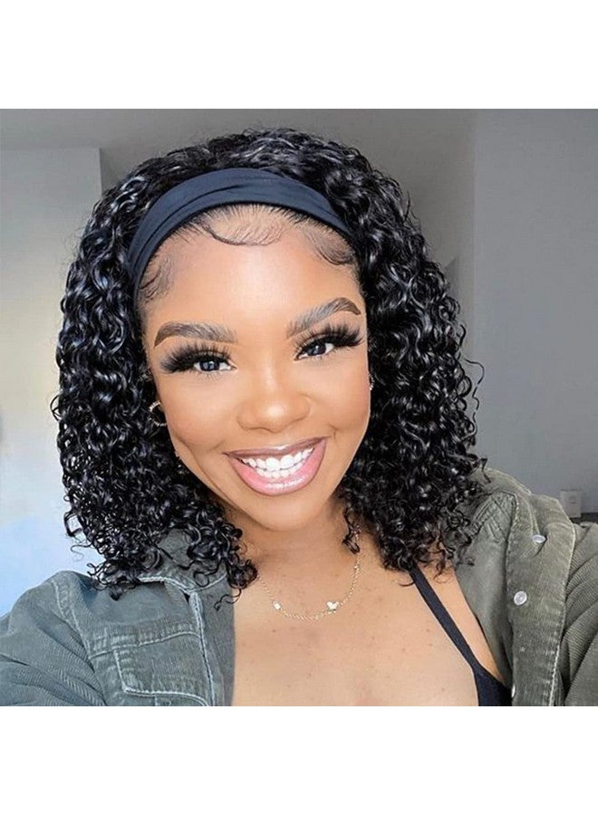 ايسي شعر مستعار مجعد عقال شعر بشري للنساء السود 10 بوصة برازيلي بدون دانتيل أمامي شعر مستعار أسود طبيعي عقال شعر مستعار موجة عميقة شعر مستعار بشري (كثافة 150٪) - Image 1