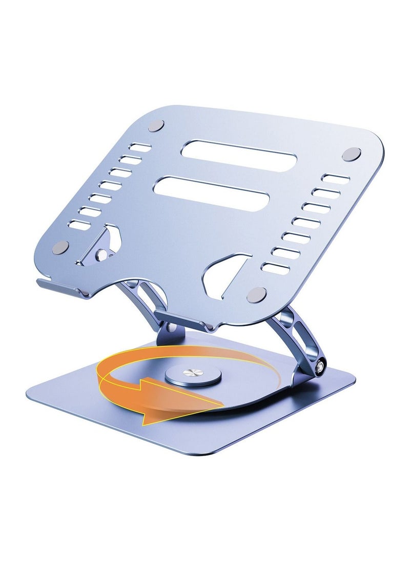 Adjustable Laptop Stand with 360 Rotating Base Ergonomic Aluminum Alloy Laptop Riser Dual Rotary Shaft Fully Foldable for Easy Storage Compatible with Laptops and Tablets - Image 1