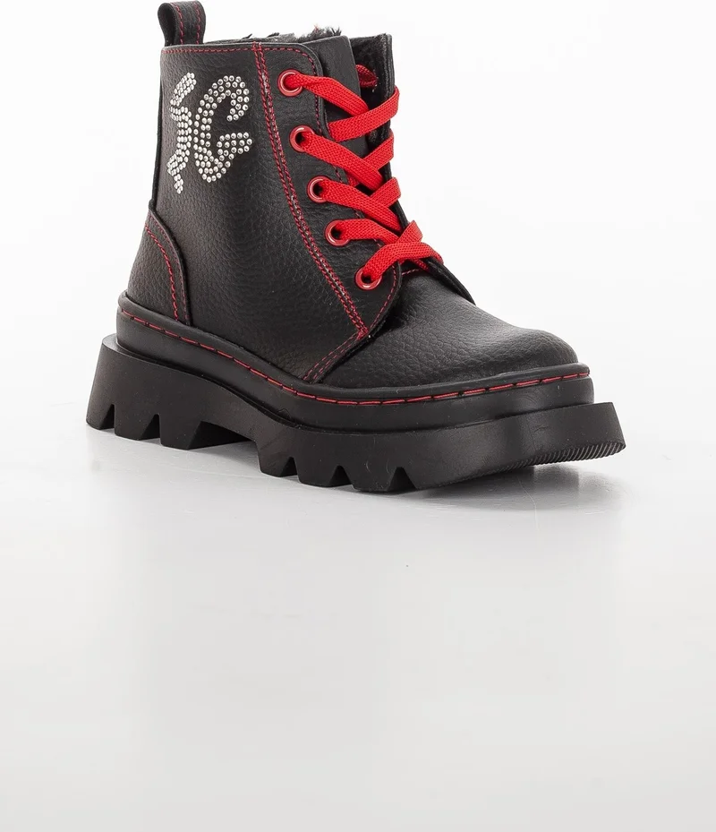 Dilimler Ayakkabı ŞirinGenç Orthopedic Zippered Leather Red Girl Boots