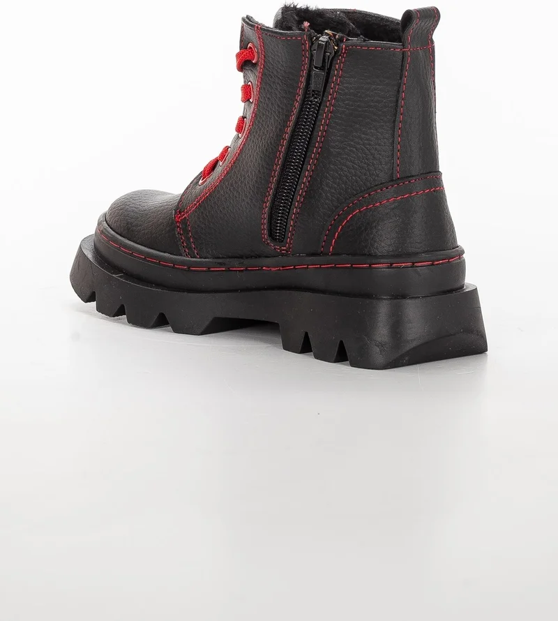 Dilimler Ayakkabı ŞirinGenç Orthopedic Zippered Leather Red Girl Boots