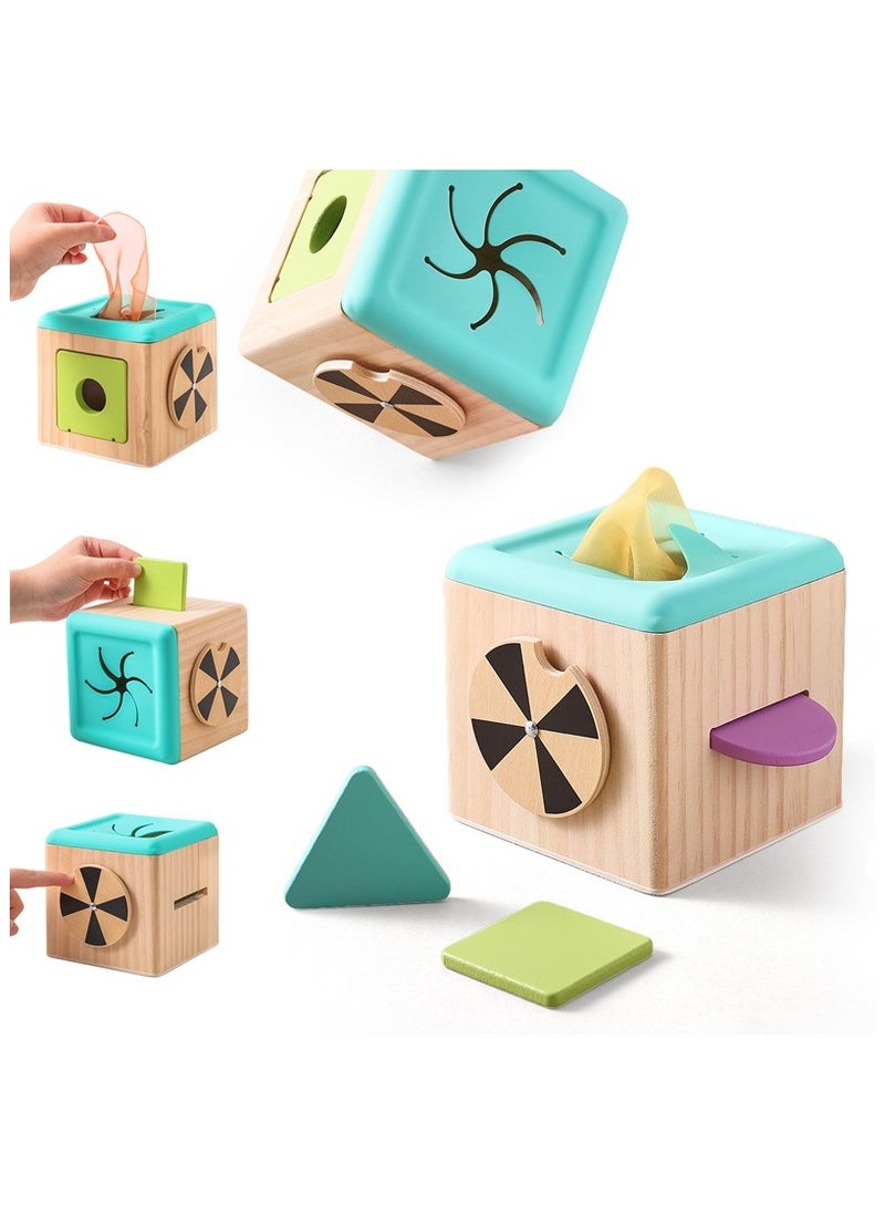 general Early education toys baby wooden tissue box puzzle making children's intellectual development building block box  - Image 1
