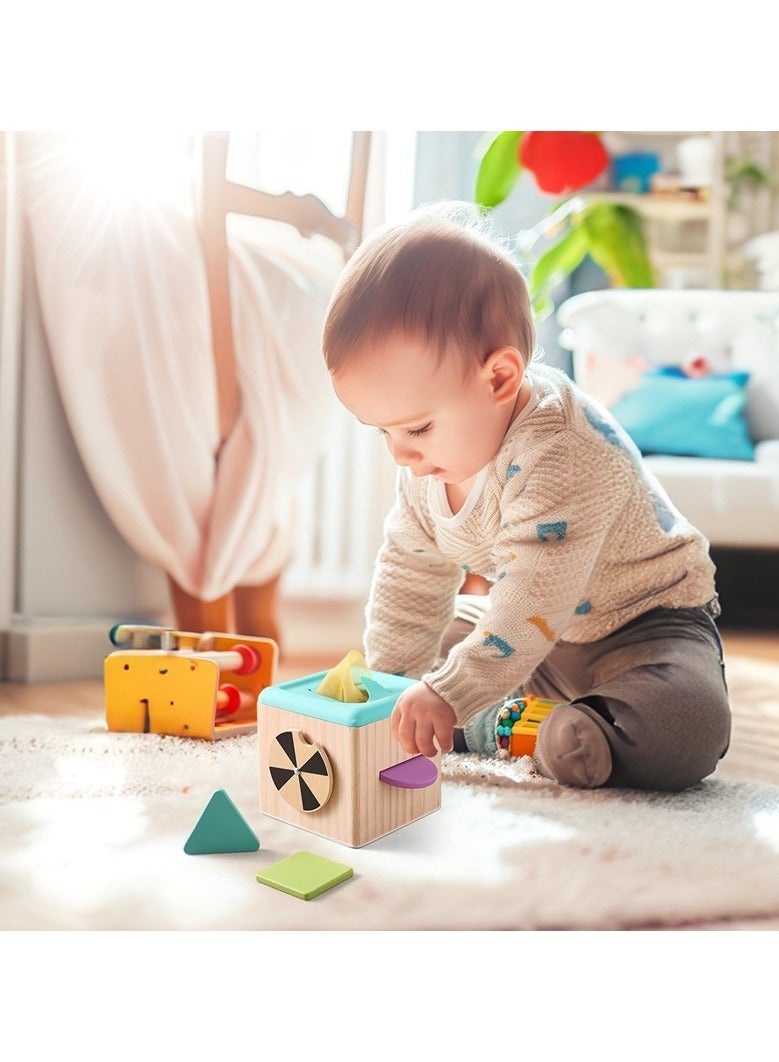 general Early education toys baby wooden tissue box puzzle making children's intellectual development building block box  - Image 3