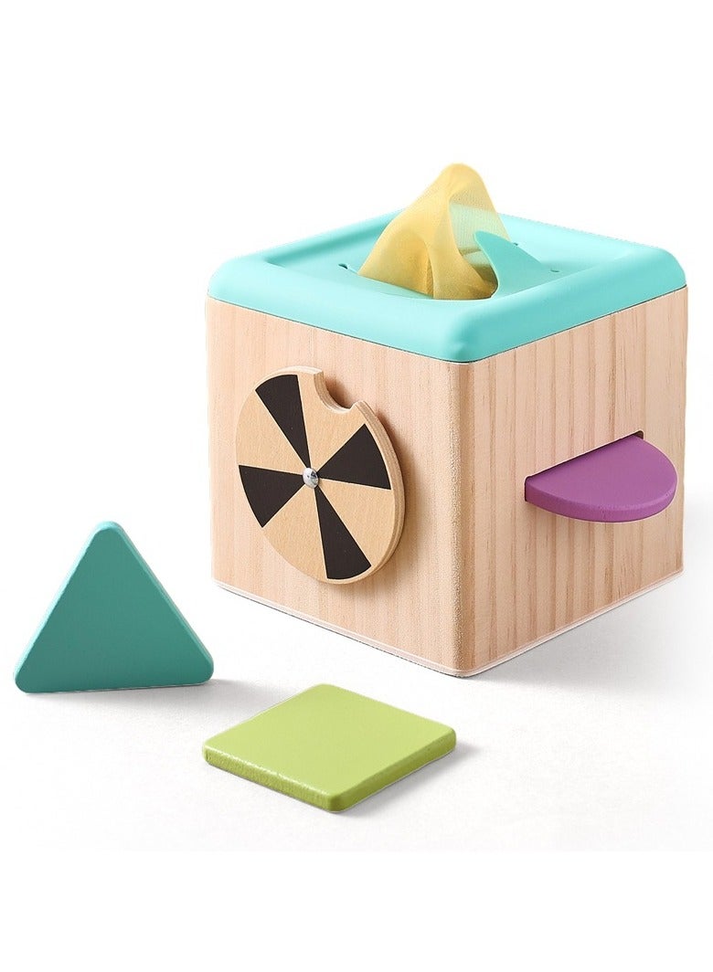 general Early education toys baby wooden tissue box puzzle making children's intellectual development building block box  - Image 4