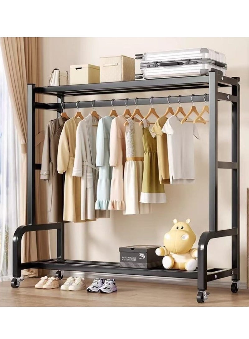 Clothes Rack Garment Hanging Rack Metal Clothes Hanger Organizer with Wheels Clothes Hanging Shelving Heavy-duty Clothes Rack Freestanding Clothes Rail for Living Room, Bedroom, Clothes Room（Black） - Image 3