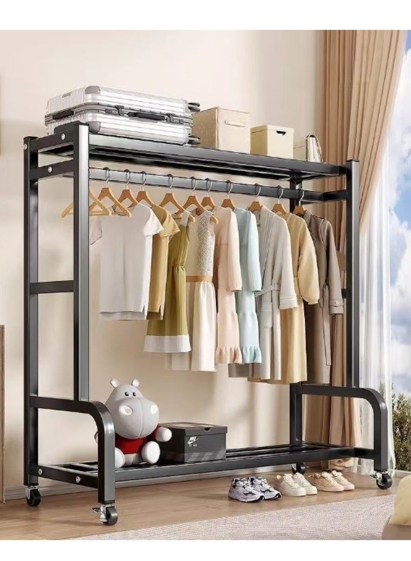 Clothes Rack Garment Hanging Rack Metal Clothes Hanger Organizer with Wheels Clothes Hanging Shelving Heavy-duty Clothes Rack Freestanding Clothes Rail for Living Room, Bedroom, Clothes Room（Black） - Image 1