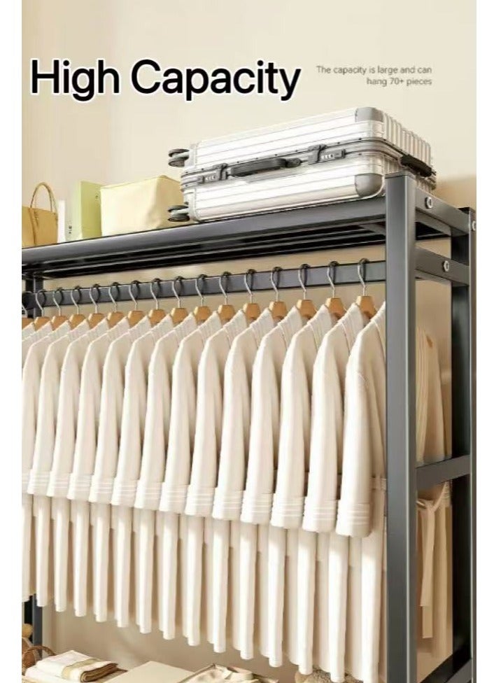 Clothes Rack Garment Hanging Rack Metal Clothes Hanger Organizer with Wheels Clothes Hanging Shelving Heavy-duty Clothes Rack Freestanding Clothes Rail for Living Room, Bedroom, Clothes Room（Black） - Image 4