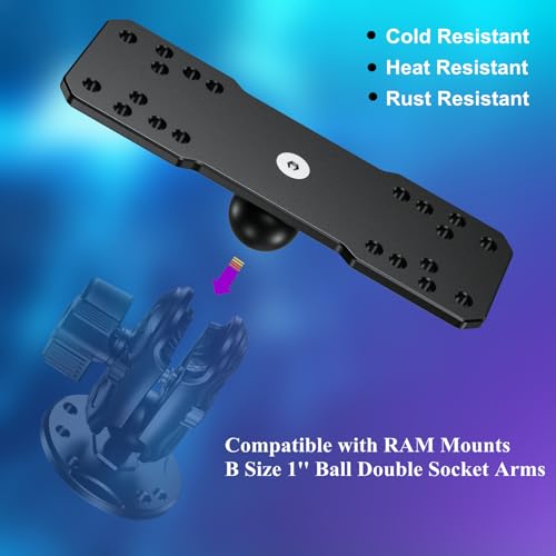 BRCOVAN 1'' Ball Fish Finder Mount, Aluminum Alloy Universal Marine Electronic Plate, Fit for RAM Mounts B Size 1 Inch Ball Double Socket Arm, Fit for Garmin, Lowrance, Humminbird, Raymarine and More - Image 4