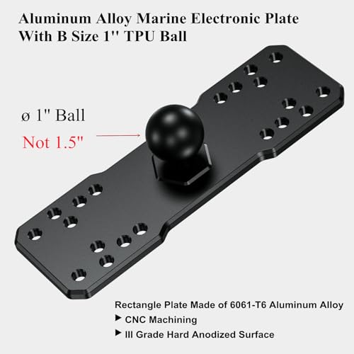 BRCOVAN 1'' Ball Fish Finder Mount, Aluminum Alloy Universal Marine Electronic Plate, Fit for RAM Mounts B Size 1 Inch Ball Double Socket Arm, Fit for Garmin, Lowrance, Humminbird, Raymarine and More - Image 2