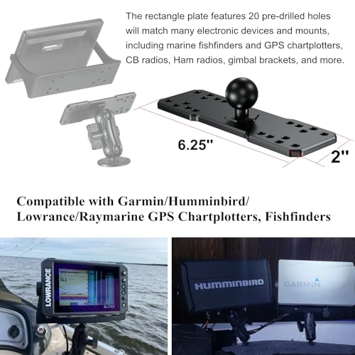BRCOVAN 1'' Ball Fish Finder Mount, Aluminum Alloy Universal Marine Electronic Plate, Fit for RAM Mounts B Size 1 Inch Ball Double Socket Arm, Fit for Garmin, Lowrance, Humminbird, Raymarine and More - Image 5