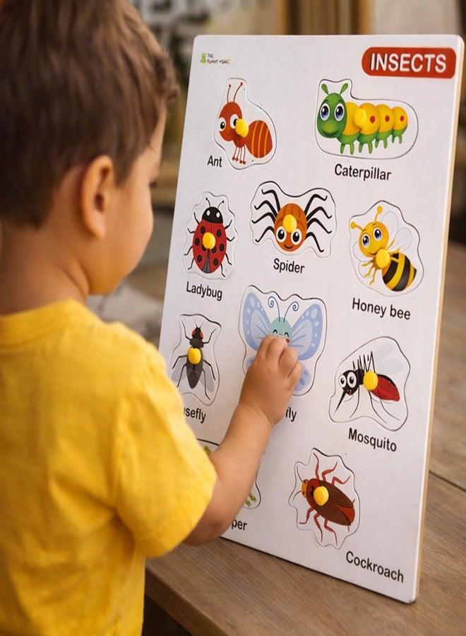 The Funny Mind Wooden Insects Puzzle | Montessori Educational Wooden Jigsaw Board for Toddlers & Kids Ages 2-5 | Early Learning Bug Identification & Fine Motor Skills Toy - Image 2