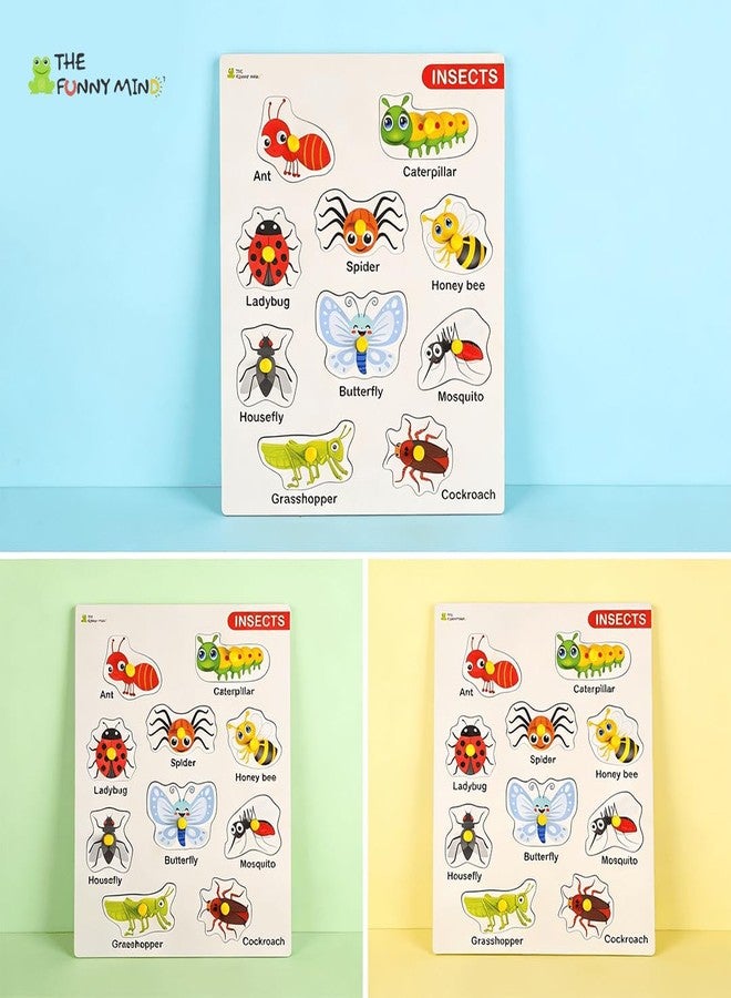 The Funny Mind Wooden Insects Puzzle | Montessori Educational Wooden Jigsaw Board for Toddlers & Kids Ages 2-5 | Early Learning Bug Identification & Fine Motor Skills Toy - Image 4