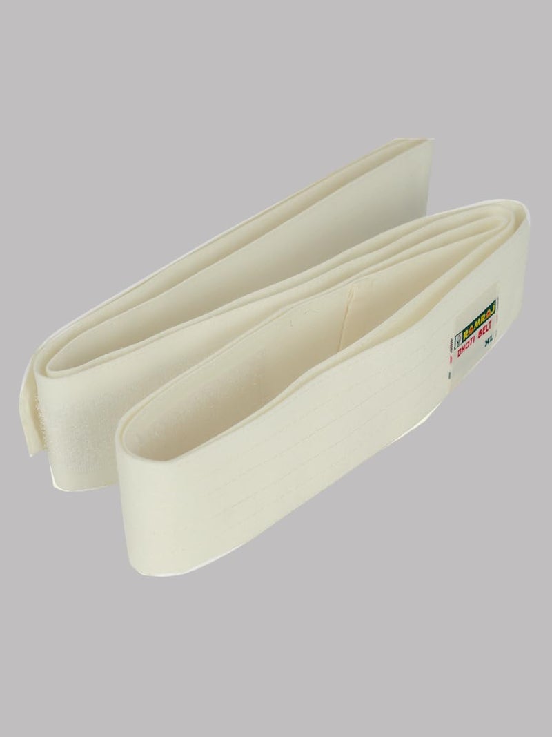 RAMRAJ COTTON رامراج قطن قميص رجالي صلب من القطن النقي بلون الكريم مع طقم دوتي بحد ذهبي 1/2 بوصة مع طقم منشفة (كريم;40) - Image 5