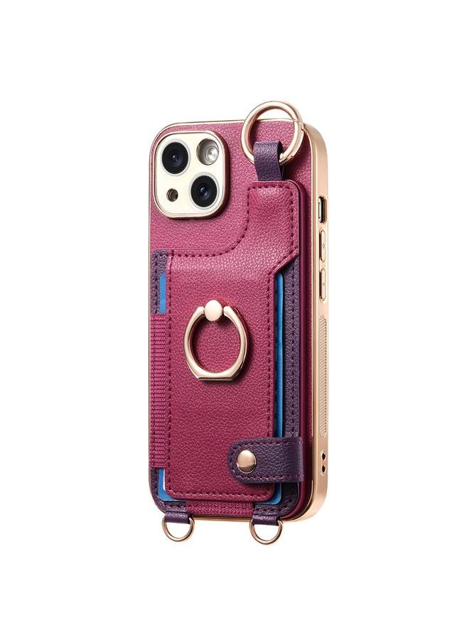 erorex Case For iPhone 15 Plus Fashion Ring Card Bag Phone Case with Hang Loop  - Image 2