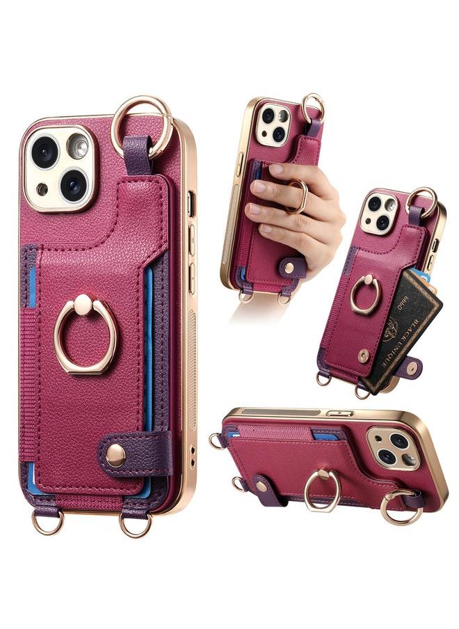 erorex Case For iPhone 15 Plus Fashion Ring Card Bag Phone Case with Hang Loop  - Image 1