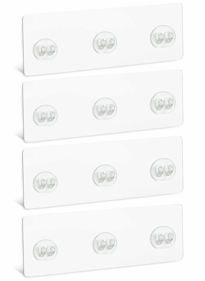 Y&D Corner Shower Caddy Adhesive Sticker Replacement Hook, with Strong Sticky, No Drilling Bath Toilet Kitchen Organizer Accessories (Transparent 3 hooks) 4 PCS  - Image 1