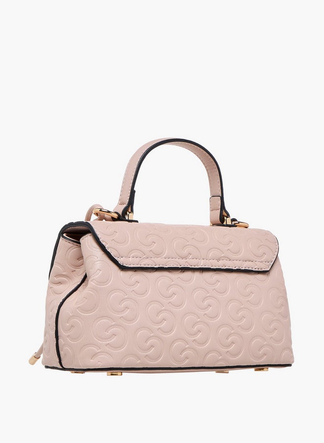 Celeste Monogram Embossed Crossbody Bag with Detachable Strap and Twist Lock Closure  - Image 4