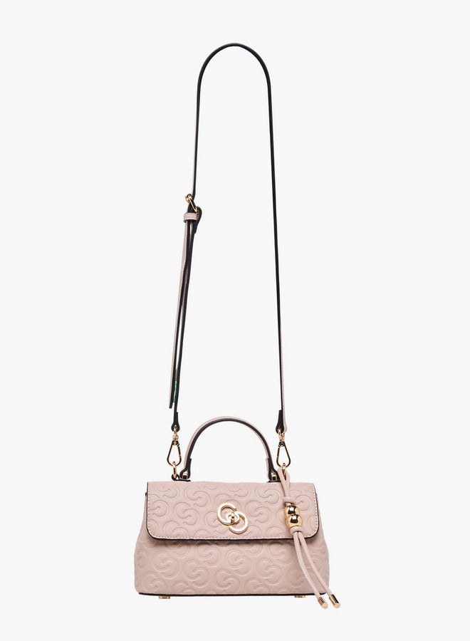 Celeste Monogram Embossed Crossbody Bag with Detachable Strap and Twist Lock Closure  - Image 3