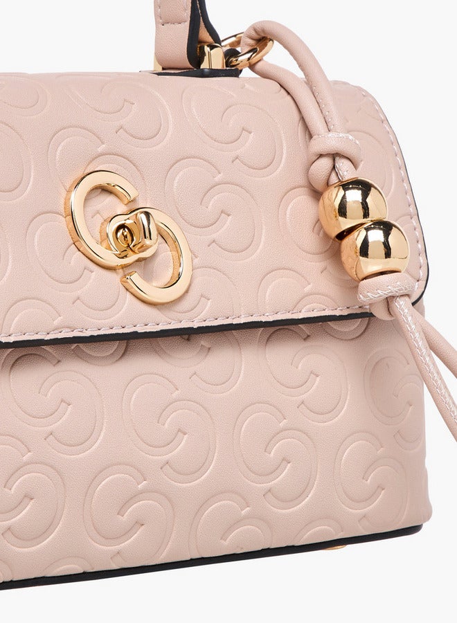 Celeste Monogram Embossed Crossbody Bag with Detachable Strap and Twist Lock Closure  - Image 5