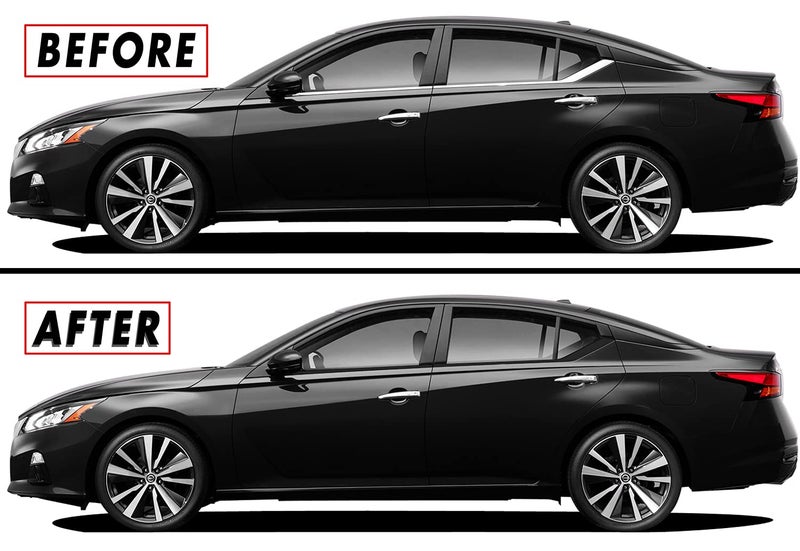 SlickMod Chrome Delete Blackout Vinyl Overlay for 2019-2022 Nissan Altima Window Trim (Gloss Black) - Image 1