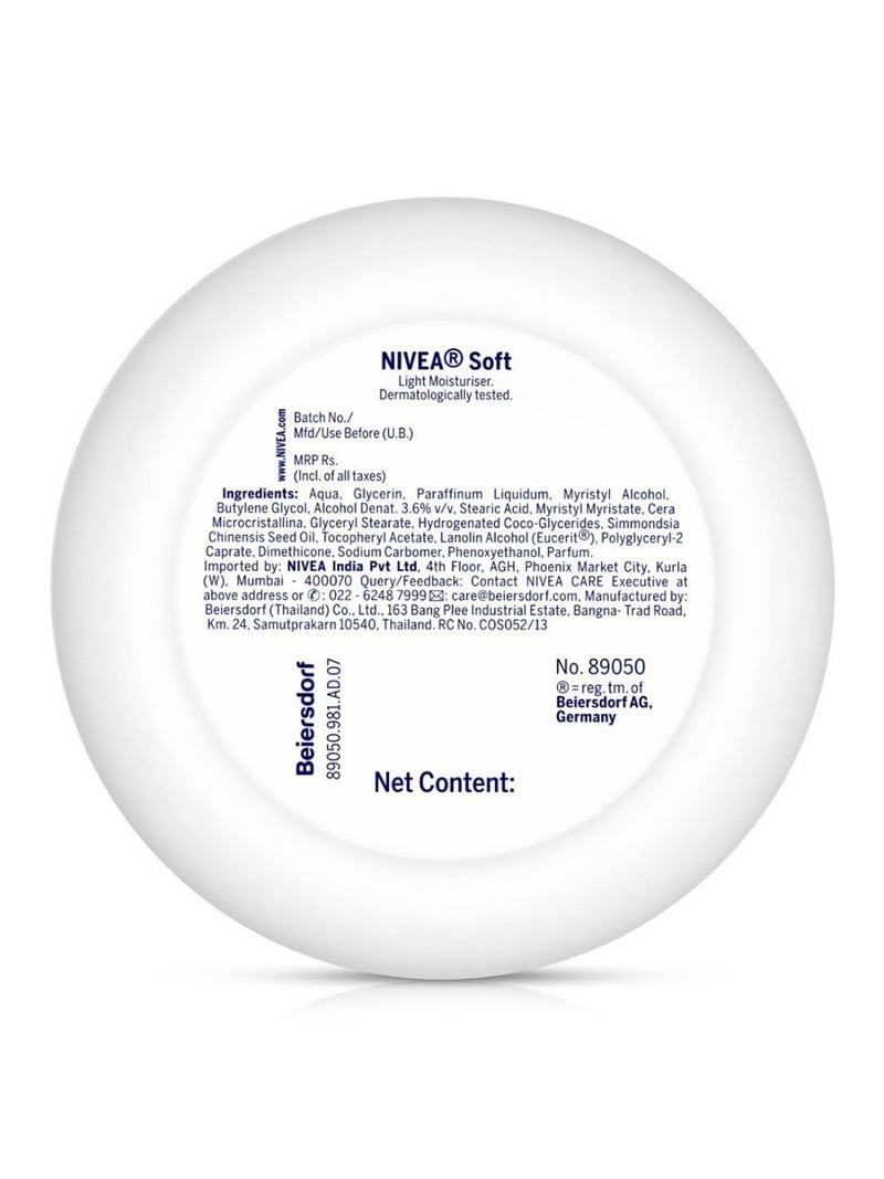 NIVEA Soft Light Moisturizer for Face Hand  Body NonGreasy Cream with Vitamin E  Jojoba Oil for Instant Hydration 300 ml Pack of 2 - Image 2