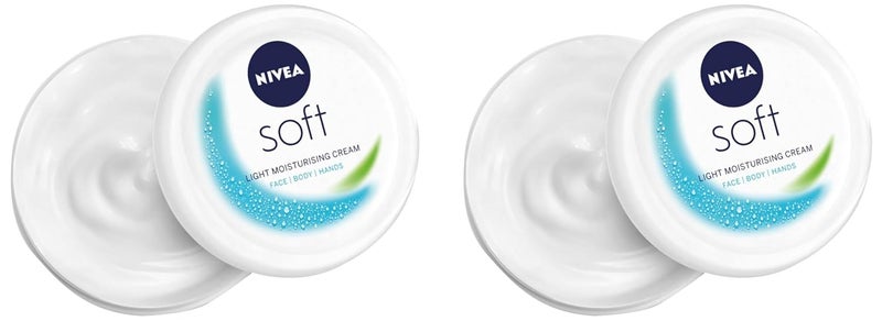 NIVEA Soft Light Moisturizer for Face Hand  Body NonGreasy Cream with Vitamin E  Jojoba Oil for Instant Hydration 300 ml Pack of 2 - Image 1