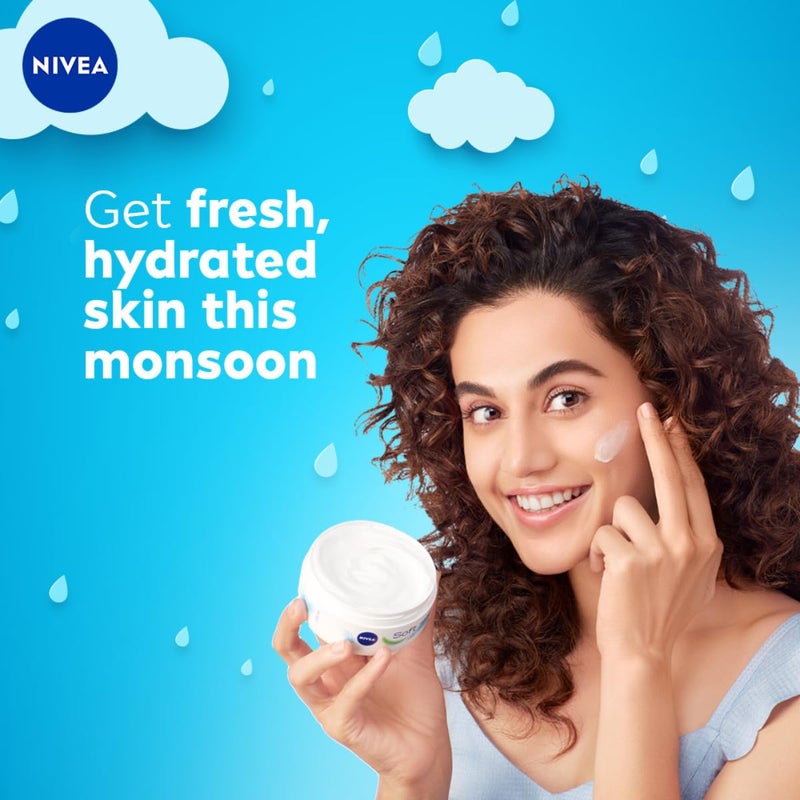 NIVEA Soft Light Moisturizer for Face Hand  Body NonGreasy Cream with Vitamin E  Jojoba Oil for Instant Hydration 300 ml Pack of 2 - Image 3