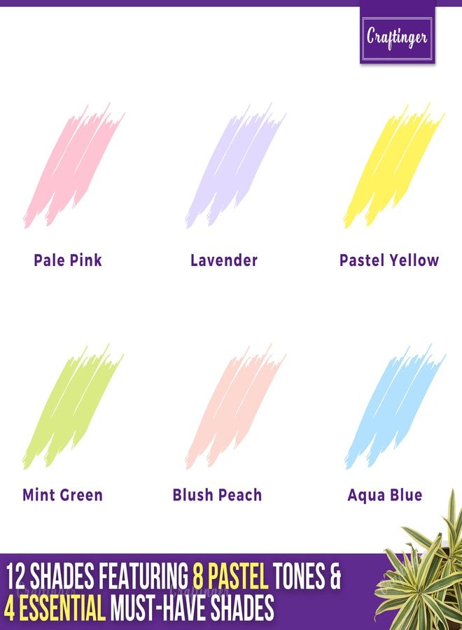 Craftinger Acrylic Paint Set – 6 Pastel Shades (30 ml Each) + Free Clear Gloss Varnish | Multi-Surface color for Canvas, Wood, Glass, Metal, Plastic & More | Set for Adults for Artists, students, Children & Hobbyists DIY Art & Crafts - Image 2