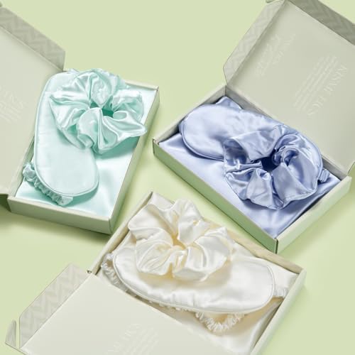 KISMETICS - Vegan Silk Sleep Set, Vegan Silk Pillowcase with Large Scrunchie and Eye Mask for Hair and Skin, Self Care Essential Satin Night Routine Kit (Purple Color) - Image 5