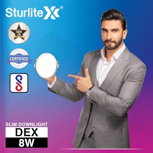 Sturlite 8W Dex Round LED Downlight| Cool White Color Temperature| 800 Lumens with CRI Tech for Various Ceiling Types and Rooms - (Pack of 4) - Image 2