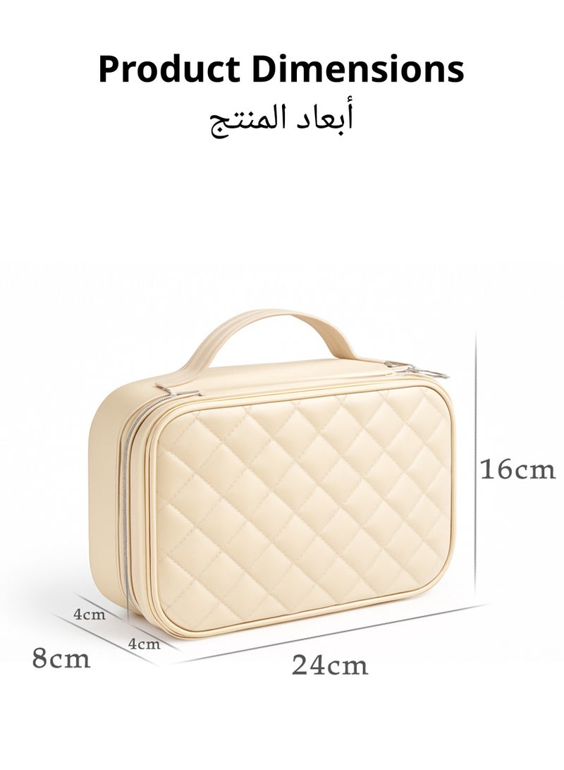 Cedarwave Makeup Bag Cosmetic Bag with Built-in Mirror | Portable Cosmetic Train Case Organizer with Adjustable Dividers & Brush Slots | Waterproof Case for Women - Image 5