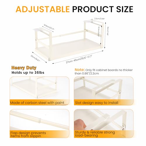CINPIUK Expandable Under Shelf Storage Basket Slidein Storage Rack Under Cabinet Addon Storage Baskets Heavy Duty Carbon Steel Hanging Organizer for Kitchen Pantry Laundry Bathroom 1 Pack - Image 3