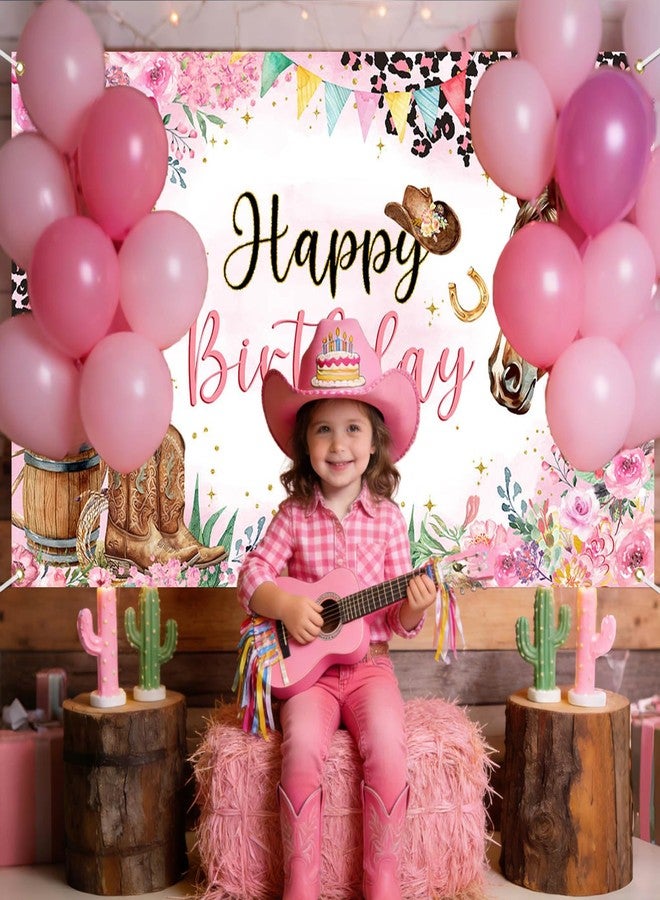 موكسيكا خلفية عيد ميلاد موتشيكا على شكل حصان، زينة عيد ميلاد راعية بقر غربية للبنات، لافتة حفلة رعاة بقر وردية اللون بطابع روديو، خلفية دعائم كشك الصور، 70.8 × 43.3 بوصة - Image 3