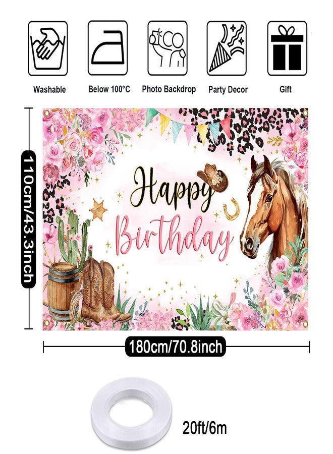 موكسيكا خلفية عيد ميلاد موتشيكا على شكل حصان، زينة عيد ميلاد راعية بقر غربية للبنات، لافتة حفلة رعاة بقر وردية اللون بطابع روديو، خلفية دعائم كشك الصور، 70.8 × 43.3 بوصة - Image 4