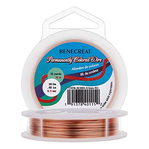 BENECREAT 98 Feet 24 Gauge Tarnish Resistant Copper Wire Craft Wire for Jewelry Making, Beading, Wrapping & Crafting - Image 1